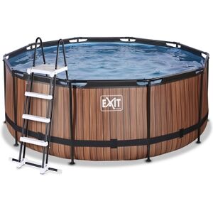 EXIT TOYS EXIT Piscine tubulaire ronde Wood pompe filtrante ø3,6x1,22 m, brun