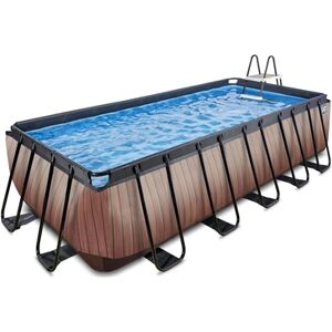 EXIT TOYS EXIT Piscine tubulaire rectangulaire Wood pompe à filtre 5,4x2,5x1,22 m, brun