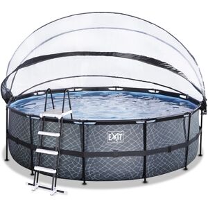 EXIT TOYS EXIT Piscine tubulaire ronde Stone bâche pompe filtre à sable, gris ø4,5x1,22 m