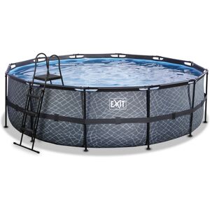 EXIT TOYS EXIT Piscine tubulaire ronde Frame Pool pompe filtre 12v gris ø488x122 cm