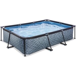 EXIT TOYS EXIT Piscine tubulaire rectangulaire Stone pompe à filtre 12 V gris 3x2x0,65 m