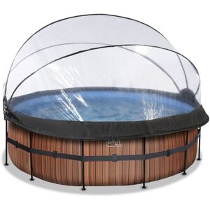 EXIT TOYS EXIT Piscine tubulaire ronde Wood pompe à filtre sable 12V dôme ø4,27x1,22 m