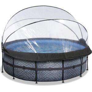 EXIT TOYS EXIT Piscine tubulaire ronde Stone pompe à filtre sable et chaleur 12V dôme...