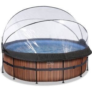 EXIT TOYS EXIT Piscine tubulaire ronde Wood pompe à filtre sable et chaleur 12V dôme...