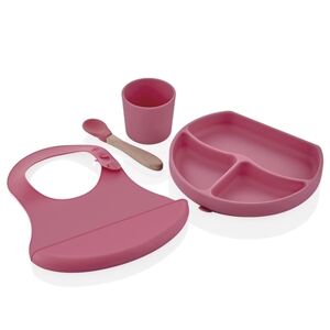 babyJem Kit vaisselle enfant silicone, rose