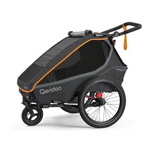 Qeridoo® Remorque de vélo enfant Kidgoo 2 FIDLOCK Edition orange