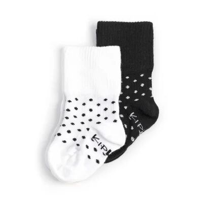 KipKep Chaussettes enfant Stay-On Black-n-White Dotted lot de 2