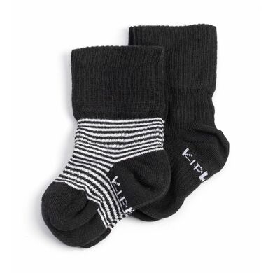 KipKep Chaussettes enfant Stay-On Black-n-White Striped lot de 2