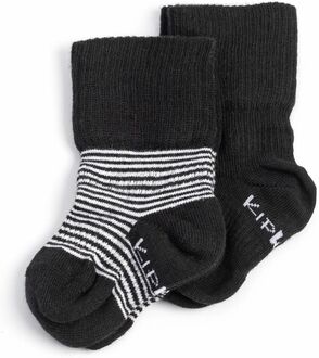 KipKep Chaussettes enfant Stay-On Black-n-White Striped lot de 2