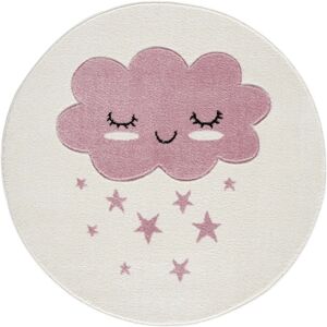 LIVONE Tapis enfant Kids love Rugs nuage rond crème/rose circonférence 150 cm