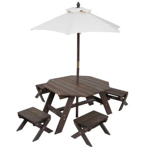 Kidkraft®Table enfant octogonale bancs parasol bois 20304