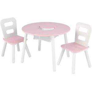 KidKraft® Ensemble table 2 chaises enfant bois, blanc/rose 26165