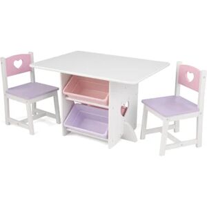 KidKraft® Ensemble table chaise Coeurs bois blanc/rose 26913