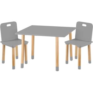 kindsgard Ensemble table enfant et chaises snakklig bois gris 3 pièces