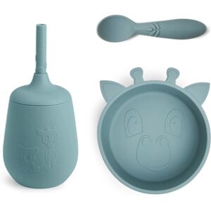 nuuroo Kit vaisselle enfant Blue girafe silicone Lead 3 pièces