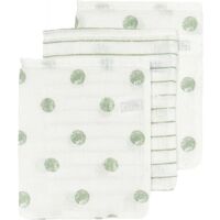 MEYCO Gants de toilette enfant mousseline Dot Stripe Soft Green lot de 3