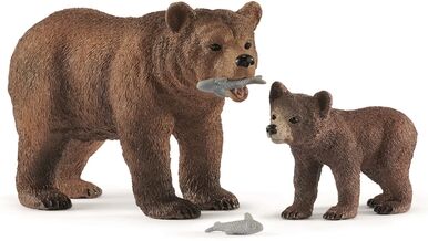 schleich® Figurine maman grizzly avec ourson 42473