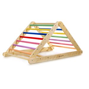 babyGO Triangle d'escalade enfant XXL Woodland Pikler bois multicolore