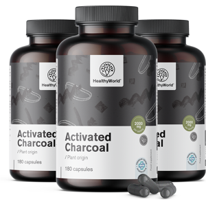 Healthy World 3x Charbon actif 2000 mg, ensemble 540 gelules