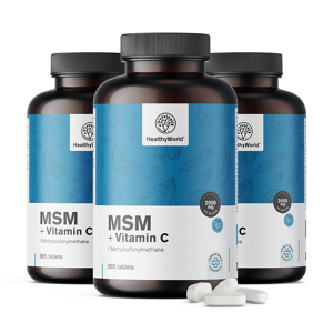Healthy World 3x MSM 2000 mg - avec vitamine C, ensemble 1095 comprimes