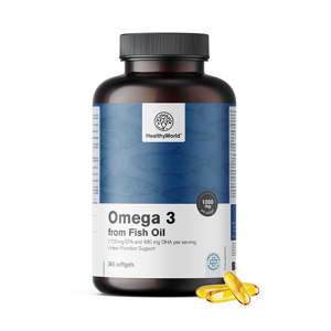 Healthy World Omega-3 1000 mg ? huile de poisson, 365 gelules molles