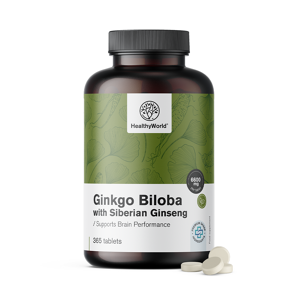 Healthy World Ginkgo biloba avec ginseng siberien 6600 mg, 365 comprimes