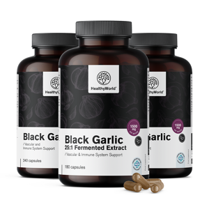 Healthy World 3x Ail noir 1500 mg, ensemble 540 gelules