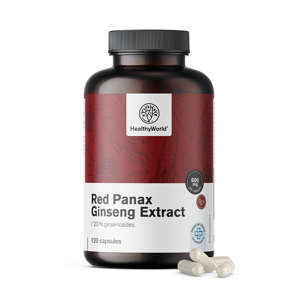 Healthy World Red Panax Ginseng - extrait de ginseng rouge 600 mg, 120 gelules