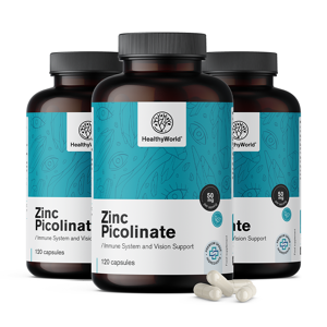 Healthy World 3x Picolinate de zinc 50 mg, ensemble 360 gelules
