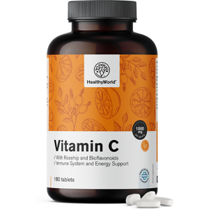 Healthy World Vitamine C 1000 mg - avec eglantier et bioflavonoïdes, 180 comprimes