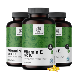 Healthy World 3x Vitamine E 400 ui, ensemble 720 gélules molles