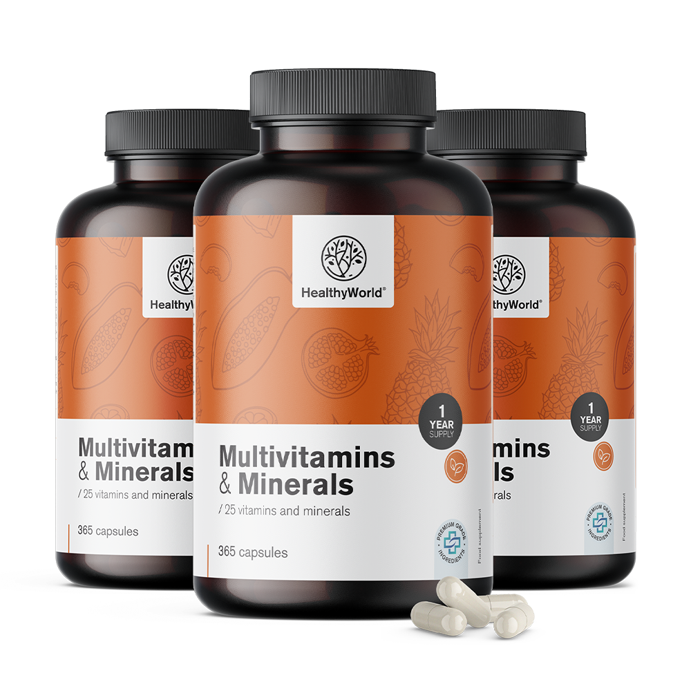 Healthy World 3x Multivitamines et minéraux, ensemble 1095 gélules