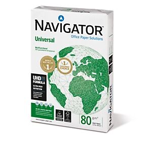 Lot de 5 - Navigator Papier A4 blanc Universal - 80g - Ramette de 500 feuilles - Publicité