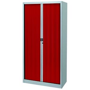 JPG Armoire a rideaux metal Classtout Color - H.180 x L.90 cm - Corps Aluminium - Rideaux Rouge