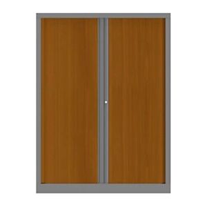 JPG Armoire a rideaux metallique Confort+ Ht 160 x L.120 cm - corps Aluminium rideaux Merisier