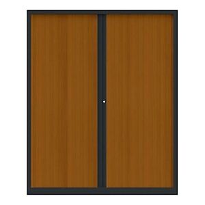 JPG Armoire a rideaux metallique Confort+ maxi-largeur 160 x Ht 198 cm - corps Anthracite rideaux Merisier