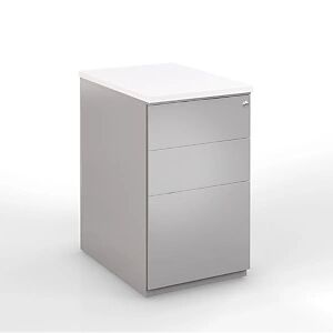 JPG Caisson hauteur bureau metal NF Environnement Aluminium top Blanc, H.72 x L. 42 x P. 60 cm