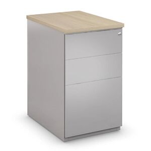 JPG Caisson hauteur bureau metal NF Environnement Aluminium top Chene, H.72 x L. 42 x P. 60 cm