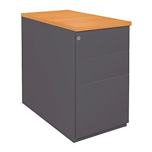 JPG Caisson hauteur bureau metal NF Environnement Anthracite top Chene, H.72 x L. 42 x P. 80 cm