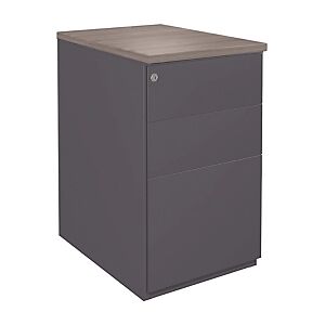 JPG Caisson hauteur bureau metal NF Environnement Anthracite top Cedre, H.72 x L. 42 x P. 80 cm