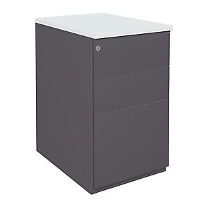 JPG Caisson hauteur bureau metal NF Environnement Anthracite top Gris, H.72 x L. 42 x P. 60 cm