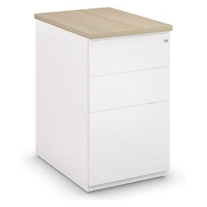 JPG Caisson hauteur bureau metal NF Environnement Blanc top Chene, H.72 x L. 42 x P. 60 cm