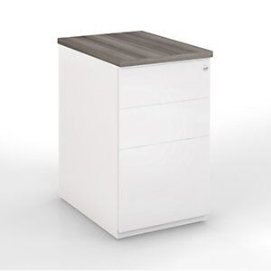 JPG Caisson hauteur bureau metal NF Environnement Blanc top Cedre, H.72 x L. 42 x P. 80 cm