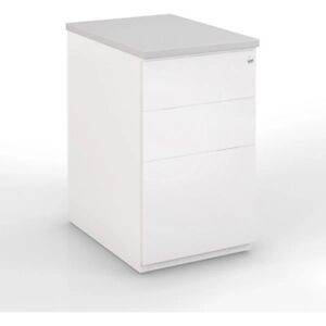 JPG Caisson hauteur bureau metal NF Environnement Blanc top Gris, H.72 x L. 42 x P. 60 cm