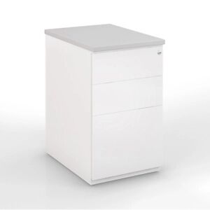 JPG Caisson hauteur bureau metal NF Environnement Blanc top Gris, H.72 x L. 42 x P. 80 cm