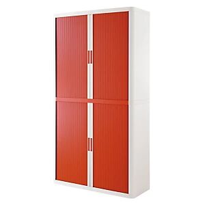 JPG Paperflow Armoire a rideaux EasyOffice metal et polystyrene - L. 110 x H. 204  cm - Corps Blanc  - Rideaux Rouge