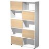 JPG Bibliothèque Svenja 10 cases avec 5 portes coulissantes - L. 120 x H. 190 cm - Blanc avec 5 portes Chêne