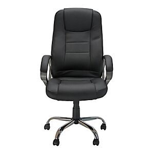 JPG Fauteuil de direction Wesley Simili cuir Noir Hauteur Reglable - Accoudoirs Dossier Roulettes