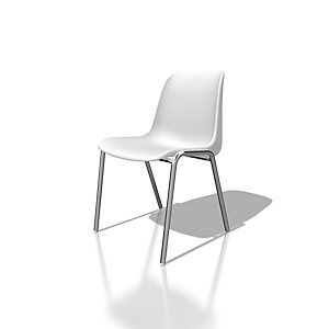 JPG Lot de 6 - Chaise collectivite Coque universelle - Polypropylene - Blanc - Pieds metal chrome