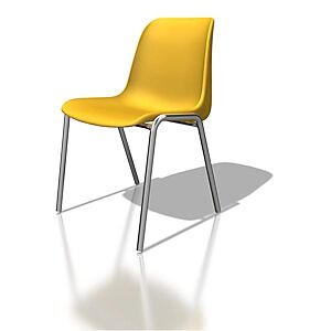 JPG Lot de 6 - Chaise collectivite Coque universelle - Polypropylene - Jaune - Pieds metal chrome